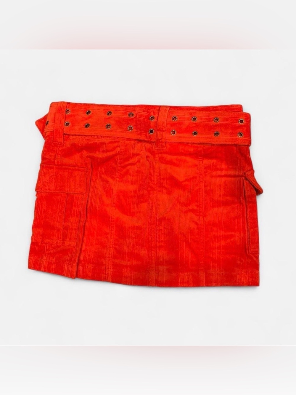 NEW UO Joan Corduroy Y2K Cargo Belted Mini Skirt Red XS - Picture 5 of 14
